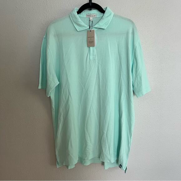 New Peter Millar Icy Mint Green Cotton Blend Polo Golf Shirt Men's size XXL - Picture 1 of 7